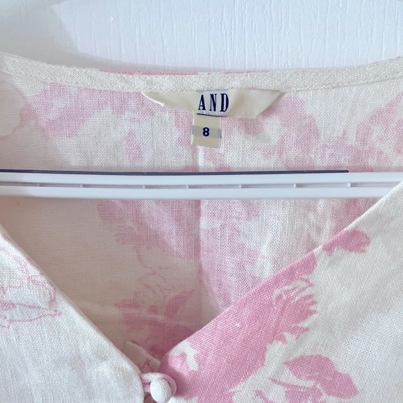 AND White and Pink Ruffled Crop Blouse - Picture 2 of 4